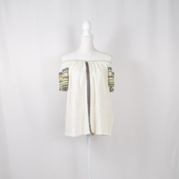 Lucky Brand Emb. Off-The-Shoulder Top, Ivory - Picture 3 of 4